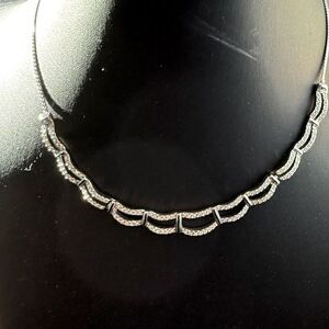 Vintage Swarovski Double Row Crystal Necklace Silver Tone Boxed